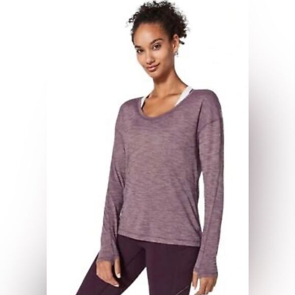 Lululemon heathered foxglove Meant To Move scoop neck lightweight tee. Size 6. - Picture 1 of 10